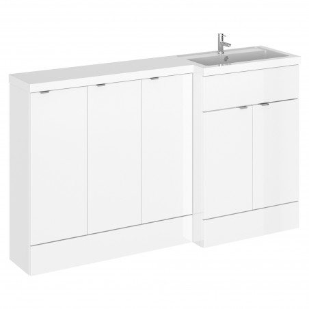 Fusion 1500mm Combination Vanity, Toilet and Storage Unit with Right Hand Basin - Gloss White