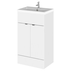 Fusion 500mm Vanity Unit and Basin with 1 Tap Hole - Gloss White