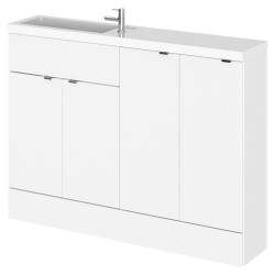 Fusion 1200mm Slimline Combination Vanity, Toilet and Storage Unit with Left Hand Basin - Gloss White