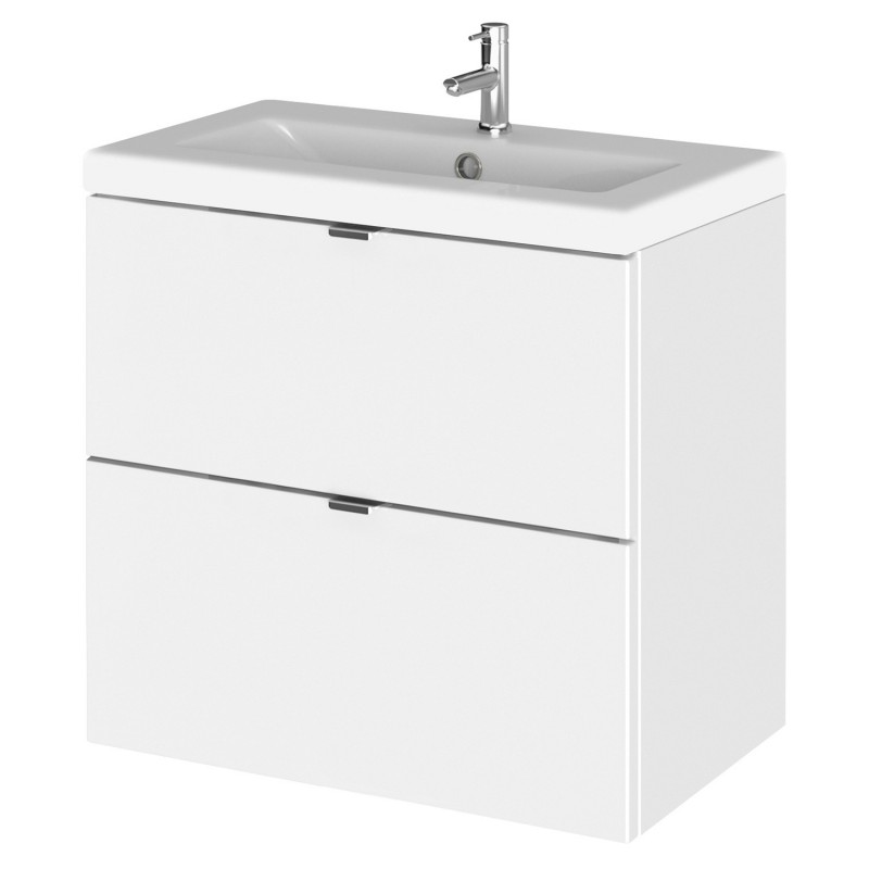 Fusion 600mm Vanity Unit & Ceramic Basin - Gloss White