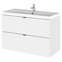 Fusion 800mm Wall Hung 2 Drawer Vanity Unit with Basin - Gloss White
