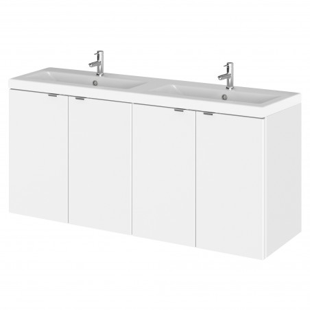 Fusion 1200mm Vanity Unit & Double Ceramic Basin - Gloss White