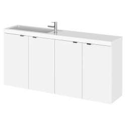 Fusion 1200mm Slimline 4 Door Vanity Unit with Double Basin - Gloss White