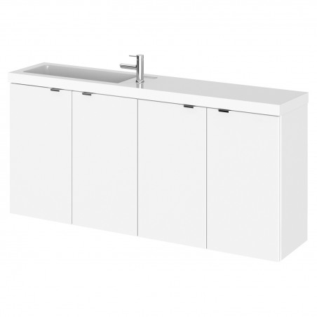 Fusion 1200mm Slimline 4 Door Vanity Unit with Double Basin - Gloss White