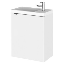 Fusion 400mm Wall Hung Slimline 1 Door Vanity Unit with Basin - Gloss White
