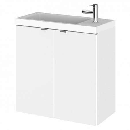 Fusion 500mm Wall Hung Slimline 2 Door Vanity Unit with Basin - Gloss White