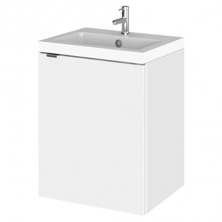 Fusion 400mm Wall Hung 1 Door Vanity Unit with Basin - Gloss White