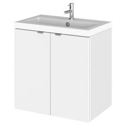 Fusion 500mm Wall Hung 2 Door Vanity Unit with Basin - Gloss White