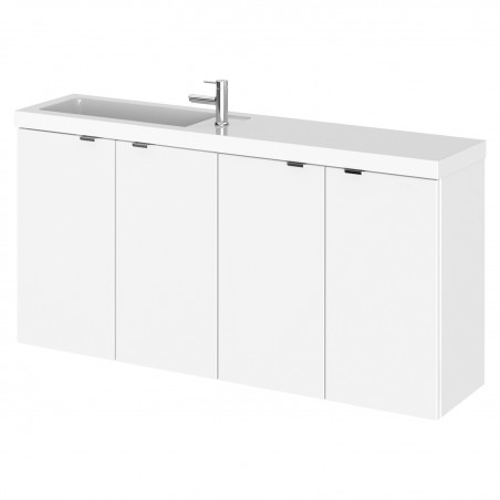 Fusion 1000mm Slimline 4 Door Vanity Storage Unit with Basin - Fusion - Gloss White