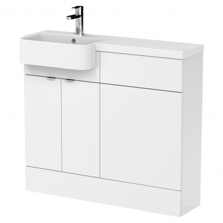 Fusion 1000mm Combination Unit & Left Hand Semi Recessed Basin - Gloss White