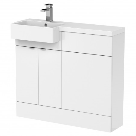 Fusion 1000mm Combination Unit & Left Hand Semi Recessed Basin - Gloss White