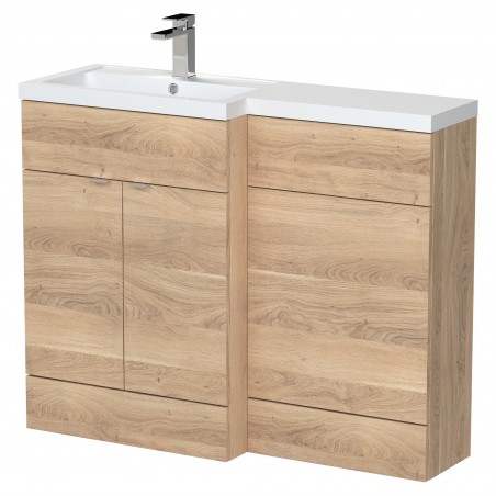 Fusion 1100mm Full Depth Left Hand Combination Vanity WC Unit - Bleached Oak