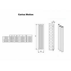 Carisa Motion Anthracite Aluminium Radiator - 630 x 600mm - Technical Drawing