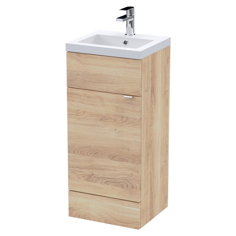 Fusion 400mm Vanity Unit With Polymarble Basin - Bleached Oak Fusion 400mm Vanity Unit With Polymarble Basin - Bleached Oak