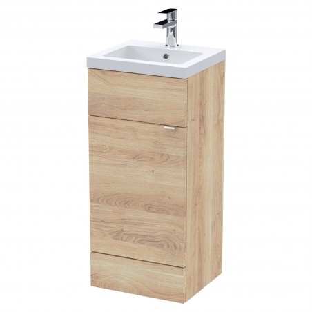 Fusion 400mm Vanity Unit With Polymarble Basin - Bleached Oak