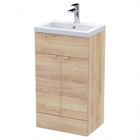 Fusion 500mm Vanity Unit With Polymarble Basin - Bleached Oak