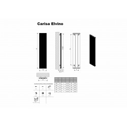 Carisa Elvino White Aluminium Radiator - 370 x 1800mm - Technical Drawing