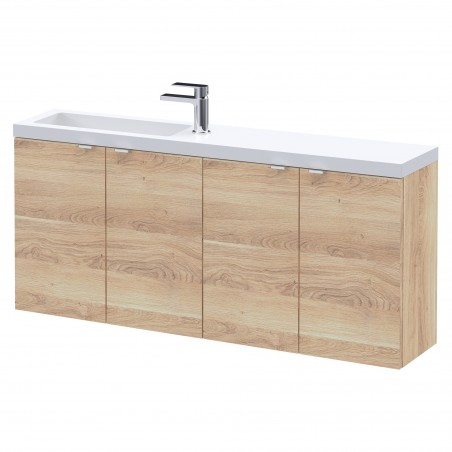 Fusion 1200mm Wall Hung 4 Door Vanity & Slimline Basin - Bleached Oak