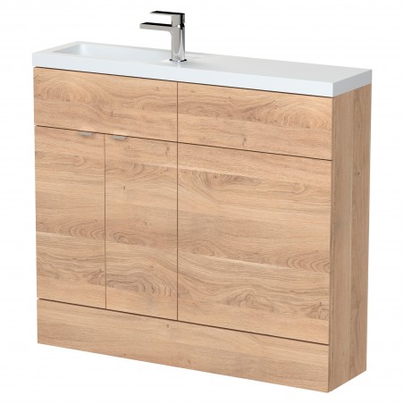 Fusion Slimline 1000mm Combination Vanity & WC - Bleached Oak