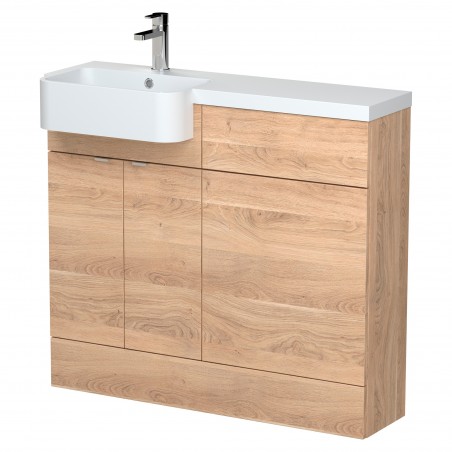 Fusion 1000mm Combination Unit & Left Hand Semi Recessed Basin - Bleached Oak