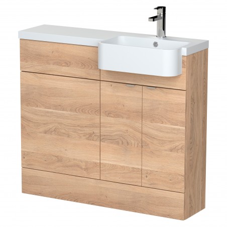 Fusion 1000mm Combination Unit & Right Hand Semi Recessed Basin - Bleached Oak