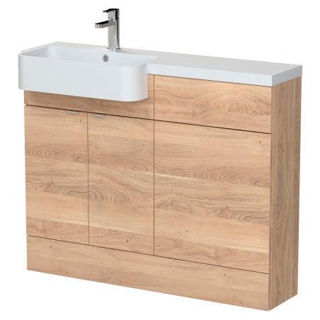 Fusion 1100mm Combination Unit & Left Hand Semi Recessed Basin - Bleached Oak