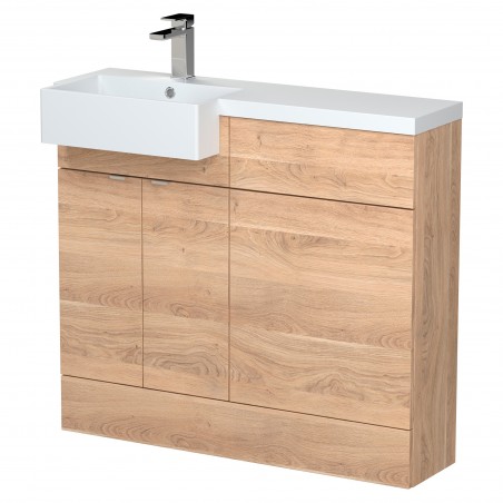 Fusion 1000mm Combination Unit & Left Hand Semi Recessed Basin - Bleached Oak