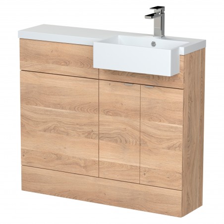 Fusion 1000mm Combination Unit & Right Hand Semi Recessed Basin - Bleached Oak