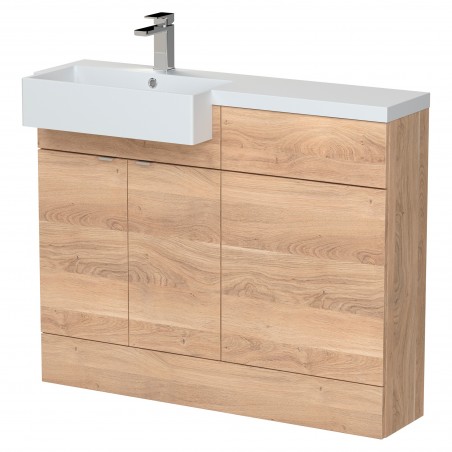 Fusion 1100mm Combination Unit & Left Hand Semi Recessed Basin - Bleached Oak