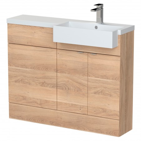 Fusion 1100mm Combination Unit & Right Hand Semi Recessed Basin - Bleached Oak