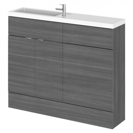 Fusion 1100mm Slimline Combination Vanity & Toilet Unit - Anthracite Woodgrain