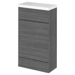 Fusion 500mm Slimline Toilet Unit with Polymarble Top - Anthracite Woodgrain