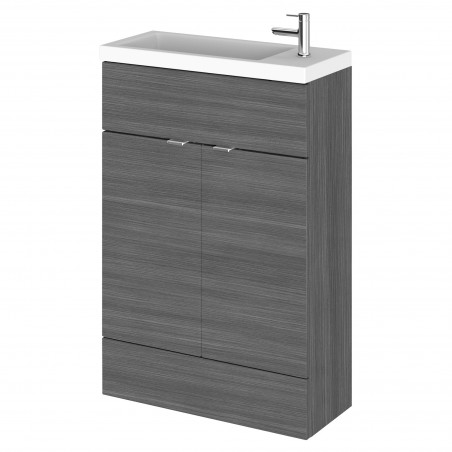 Fusion 600mm Slimline Vanity Unit with Basin - Anthracite Woodgrain