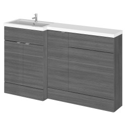 Fusion 1500mm Combination Vanity, Toilet and Storage Unit with Left Hand Basin - Anthracite Woodgrain