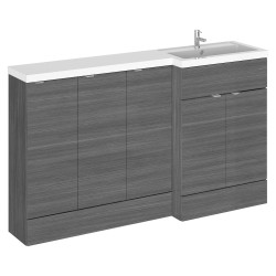 Fusion 1500mm Combination Vanity, Toilet and Storage Unit with Right Hand Basin - Anthracite Woodgrain