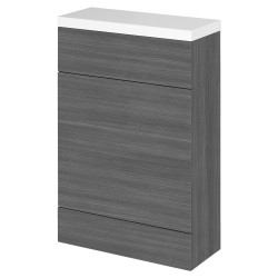 Fusion 600mm Slimline Toilet Unit with Polymarble Top - Anthracite Woodgrain