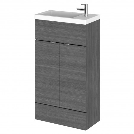 Fusion 500mm Slimline Vanity Unit with Basin - Anthracite Woodgrain