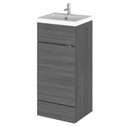 Fusion 400mm Vanity Unit and Basin with 1 Tap Hole - Anthracite Woodgrain