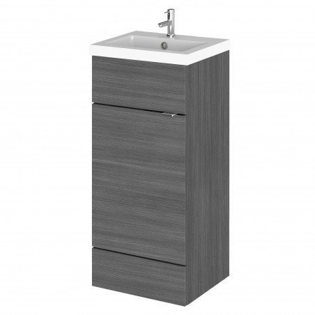 Fusion 400mm Vanity Unit and Basin with 1 Tap Hole - Anthracite Woodgrain