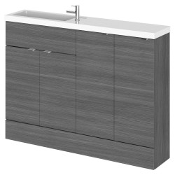 Fusion 1200mm Slimline Combination Vanity, Toilet and Storage Unit with Left Hand Basin - Anthracite Woodgrain