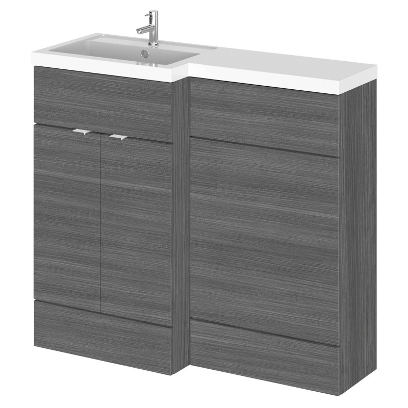 Fusion 1000mm Combination Vanity & Toilet Unit with Left Hand Basin - Anthracite Woodgrain Fusion 1000mm Combination Vanity & Toilet Unit with Left Hand Basin - Anthracite Woodgrain