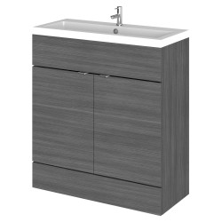Fusion 800mm Vanity Unit and Basin with 1 Tap Hole - Anthracite Woodgrain