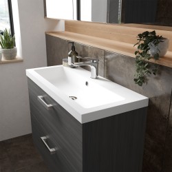 Fusion 800mm Wall Hung 2 Drawer Vanity Unit with Basin - Anthracite Woodgrain - Insitu