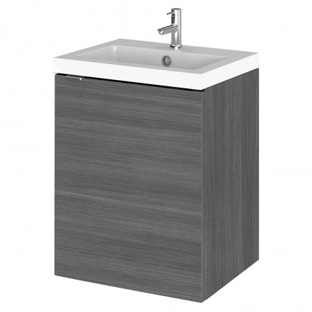 Fusion 400mm Wall Hung 2 Door Vanity Unit with Basin - Anthracite Woodgrain