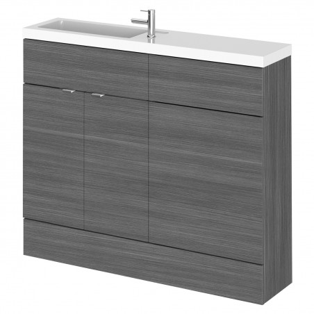 Fusion 1000mm Slimline Combination 2 Door Vanity & Toilet Unit with Basin - Anthracite Woodgrain