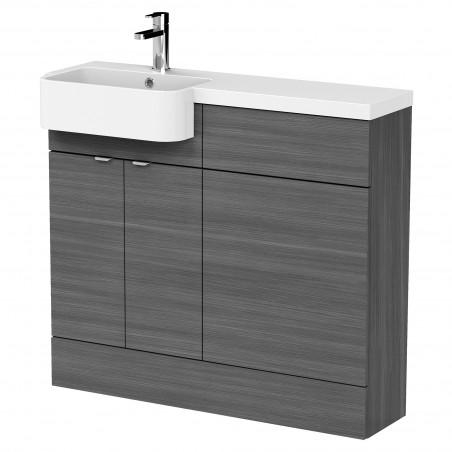 Fusion 1000mm Combination Unit & Left Hand Semi Recessed Basin - Anthracite Woodgrain