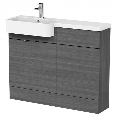 Fusion 1100mm Combination Unit & Left Hand Semi Recessed Basin - Anthracite Woodgrain