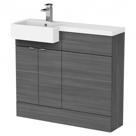 Fusion 1000mm Combination Unit & Left Hand Semi Recessed Basin - Anthracite Woodgrain