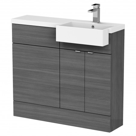 Fusion 1000mm Combination Unit & Right Hand Semi Recessed Basin - Anthracite Woodgrain