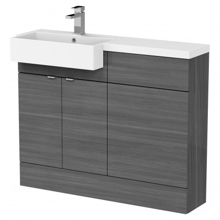 Fusion 1100mm Combination Unit & Left Hand Semi Recessed Basin - Anthracite Woodgrain